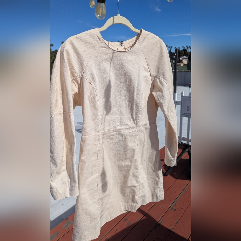 Banana Republic Long Sleeve Denim Mini Dress Ivory Size 12